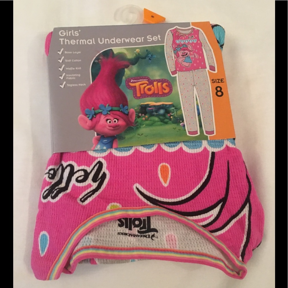 Trolls Thermal Underwear Set Girls Size 8